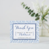Het moderne Paisley Wedding Collectie - Blauw Briefkaart (Staand voorkant)