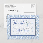 Het moderne Paisley Wedding Collectie - Blauw Briefkaart (Voorkant / Achterkant)
