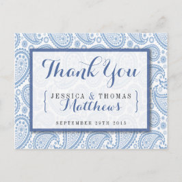 Het moderne Paisley Wedding Collectie - Blauw Briefkaart
