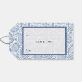 Het moderne Paisley Wedding Collectie - Blauw Cadeaulabel (Achterkant Horizontaal)