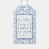 Het moderne Paisley Wedding Collectie - Blauw Cadeaulabel (Voorkant)