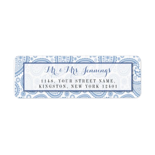 Het moderne Paisley Wedding Collectie - Blauw Etiket (Voorkant)