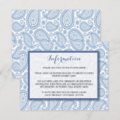 Het moderne Paisley Wedding Collectie - Blauw Informatiekaartje (Voorkant / Achterkant)