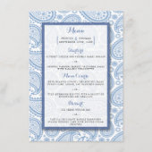 Het moderne Paisley Wedding Collectie - Blauw Menu (Voorkant)