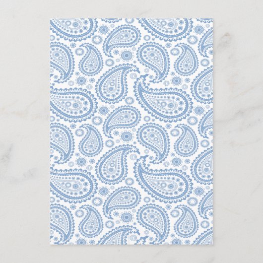 Het moderne Paisley Wedding Collectie - Blauw Menu (Achterkant)