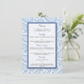 Het moderne Paisley Wedding Collectie - Blauw Menu (Staand voorkant)