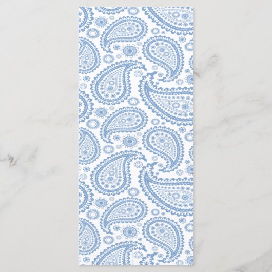 Het moderne Paisley Wedding Collectie - Blauw Menu (Achterkant)