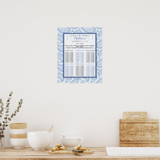Het moderne Paisley Wedding Collectie - Blauw Poster (Keuken)