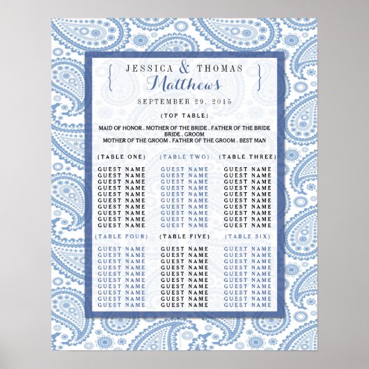 Het moderne Paisley Wedding Collectie - Blauw Poster (Voorkant)