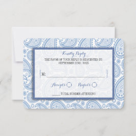 Het moderne Paisley Wedding Collectie - Blauw RSVP Kaartje