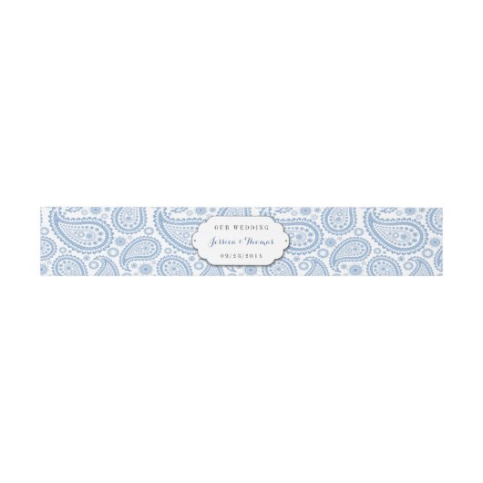 Het moderne Paisley Wedding Collectie - Blauw Uitnodigingen Wikkel (Vlak)