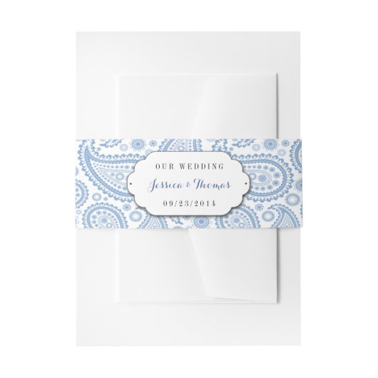 Het moderne Paisley Wedding Collectie - Blauw Uitnodigingen Wikkel (Voorkant Voorbeeld)