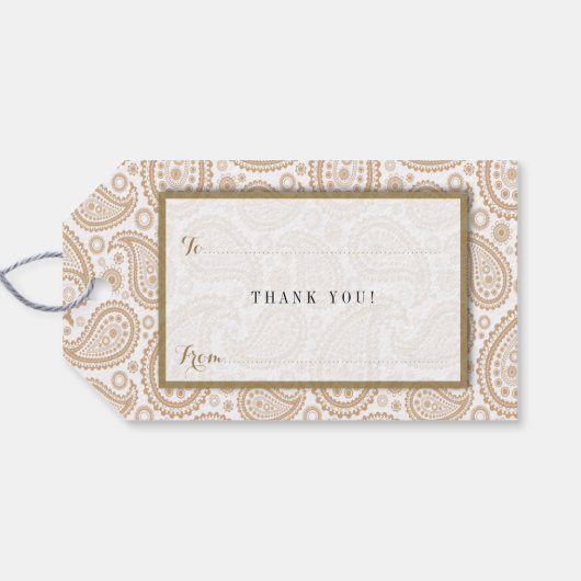 Het moderne Paisley Wedding Collectie - Bruin Cadeaulabel (Achterkant Horizontaal)