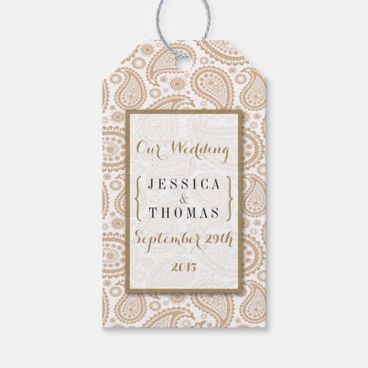 Het moderne Paisley Wedding Collectie - Bruin Cadeaulabel (Voorkant)