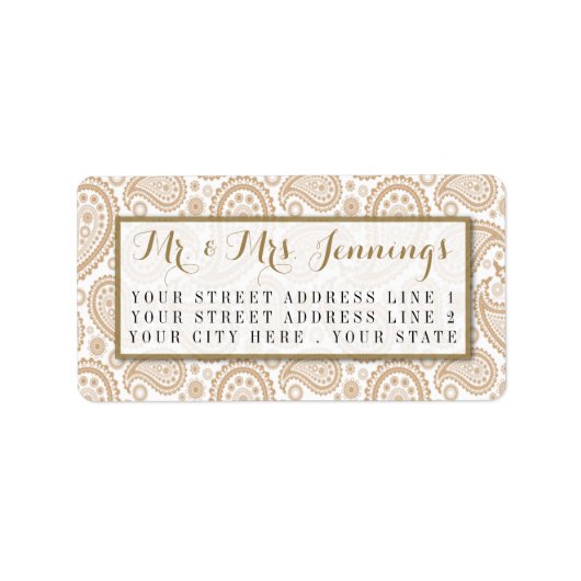 Het moderne Paisley Wedding Collectie - Bruin Etiket (Voorkant)