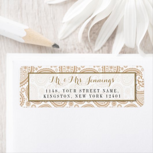 Het moderne Paisley Wedding Collectie - Bruin Etiket (Insitu)