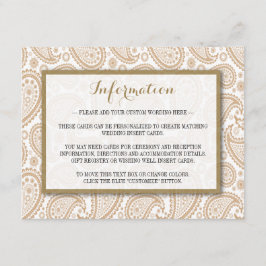 Het moderne Paisley Wedding Collectie - Bruin Informatiekaartje