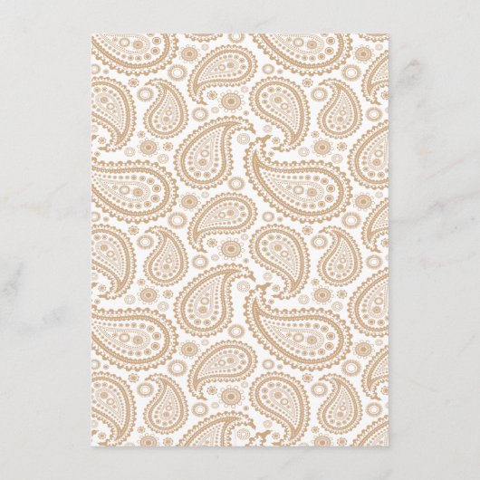 Het moderne Paisley Wedding Collectie - Bruin Menu (Achterkant)