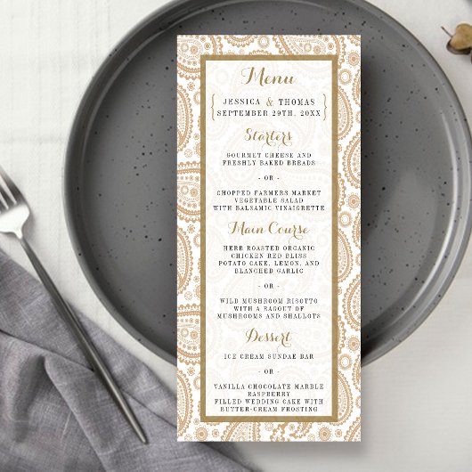 Het moderne Paisley Wedding Collectie - Bruin Menu