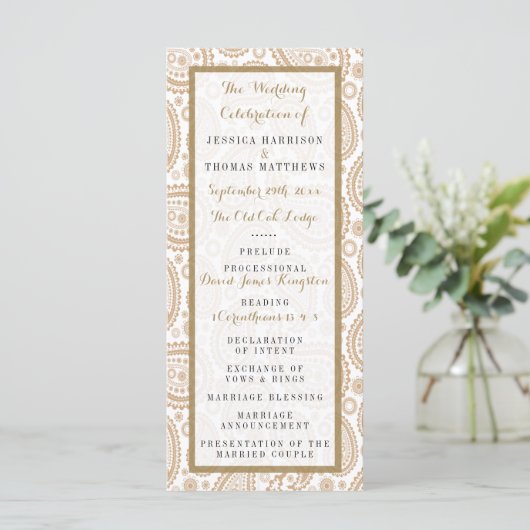 Het moderne Paisley Wedding Collectie - Bruin Programmakaart (Staand voorkant)