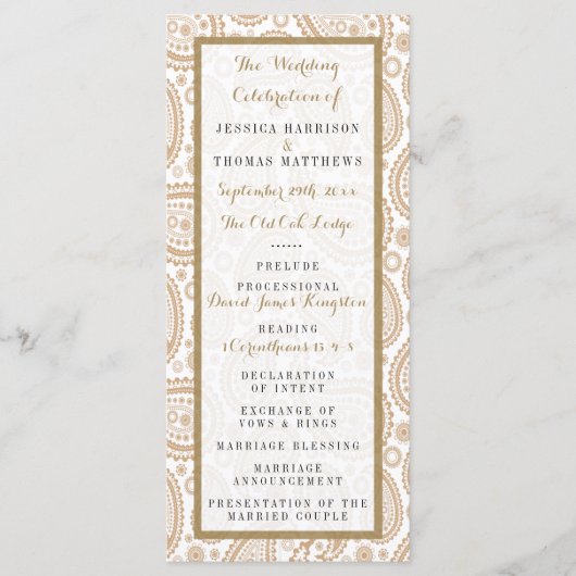 Het moderne Paisley Wedding Collectie - Bruin Programmakaart (Voorkant)