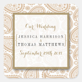 Het moderne Paisley Wedding Collectie - Bruin Vierkante Sticker