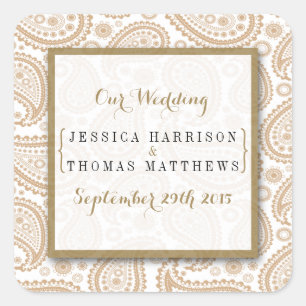 Het moderne Paisley Wedding Collectie - Bruin Vierkante Sticker