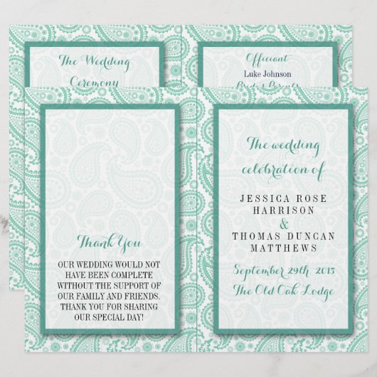 Het moderne Paisley Wedding Collectie - Groen (Voorkant / Achterkant)