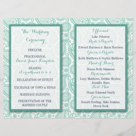 Het moderne Paisley Wedding Collectie - Groen (Achterkant)