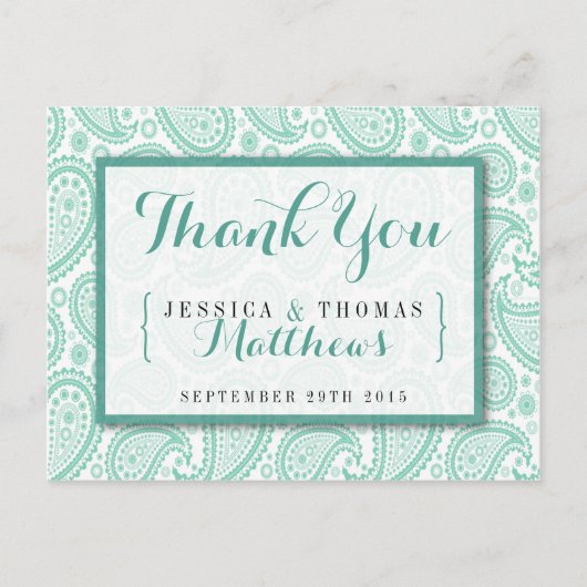 Het moderne Paisley Wedding Collectie - Groen Briefkaart (Voorkant)