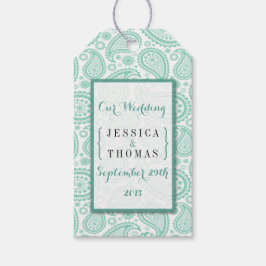 Het moderne Paisley Wedding Collectie - Groen Cadeaulabel