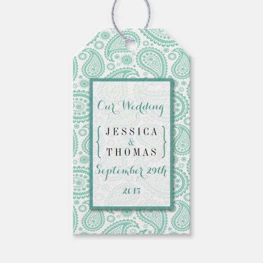 Het moderne Paisley Wedding Collectie - Groen Cadeaulabel (Voorkant)