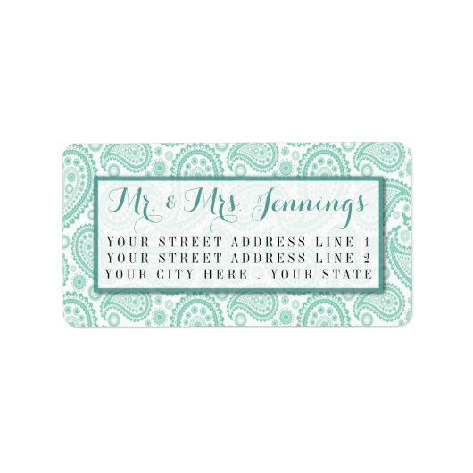 Het moderne Paisley Wedding Collectie - Groen Etiket (Voorkant)