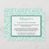 Het moderne Paisley Wedding Collectie - Groen Informatiekaartje (Voorkant / Achterkant)