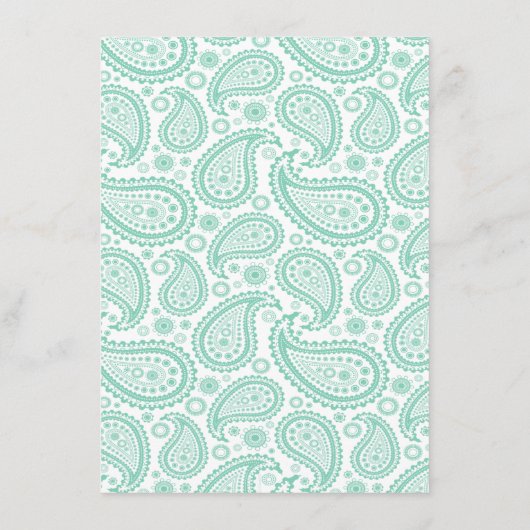 Het moderne Paisley Wedding Collectie - Groen Menu (Achterkant)
