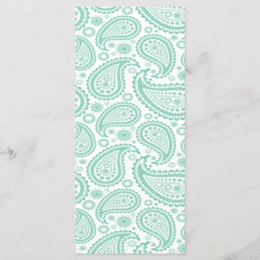 Het moderne Paisley Wedding Collectie - Groen Menu (Achterkant)