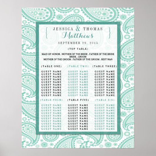 Het moderne Paisley Wedding Collectie - Groen Poster (Voorkant)