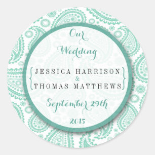 Het moderne Paisley Wedding Collectie - Groen Ronde Sticker