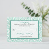 Het moderne Paisley Wedding Collectie - Groen RSVP Kaartje (Staand voorkant)