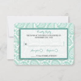 Het moderne Paisley Wedding Collectie - Groen RSVP Kaartje