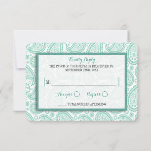 Het moderne Paisley Wedding Collectie - Groen RSVP Kaartje