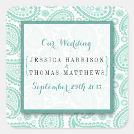 Het moderne Paisley Wedding Collectie - Groen Vierkante Sticker