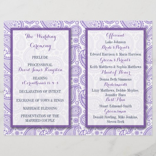 Het moderne Paisley Wedding Collectie - Paars (Achterkant)