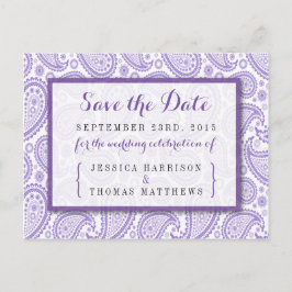 Het moderne Paisley Wedding Collectie - Paars Aankondigingskaart