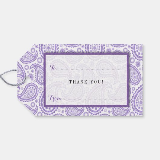 Het moderne Paisley Wedding Collectie - Paars Cadeaulabel (Achterkant Horizontaal)