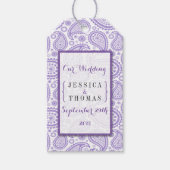 Het moderne Paisley Wedding Collectie - Paars Cadeaulabel (Voorkant)