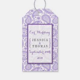 Het moderne Paisley Wedding Collectie - Paars Cadeaulabel