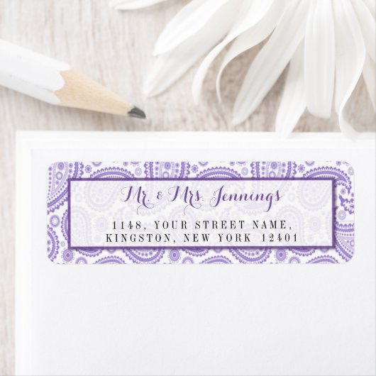 Het moderne Paisley Wedding Collectie - Paars Etiket (Insitu)