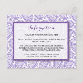 Het moderne Paisley Wedding Collectie - Paars Informatiekaartje