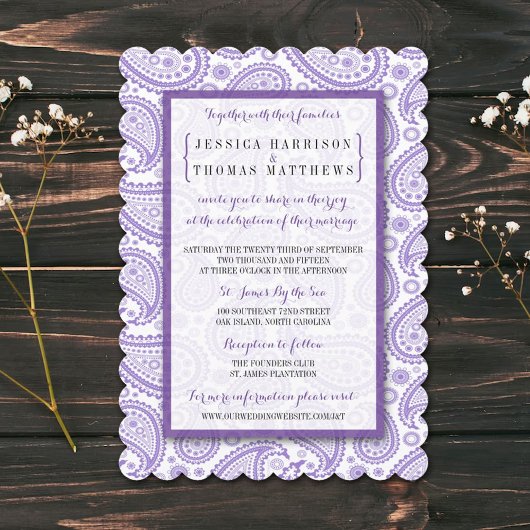 Het moderne Paisley Wedding Collectie - Paars Kaart